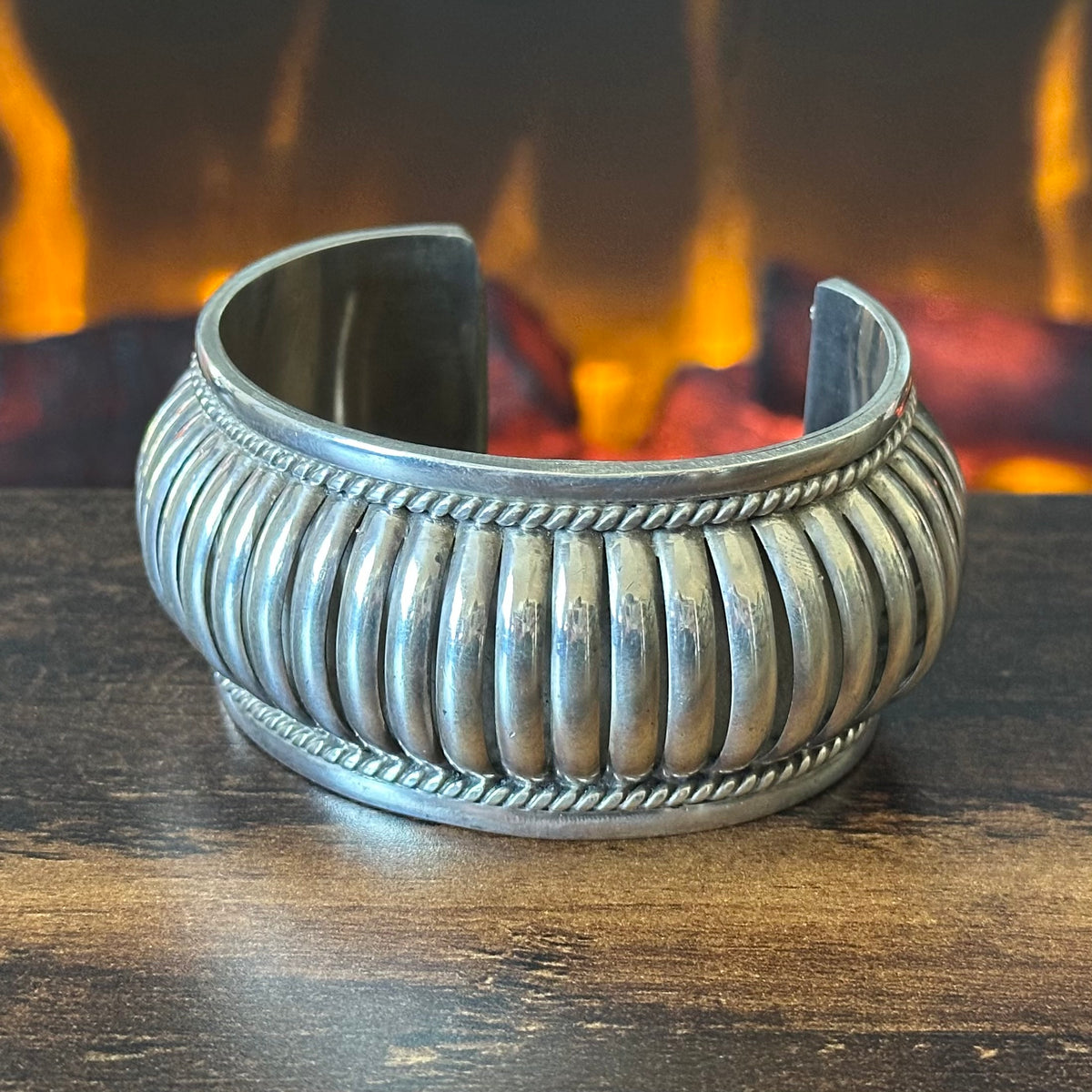 F Signed Sterling Twist Wire Statement Cuff