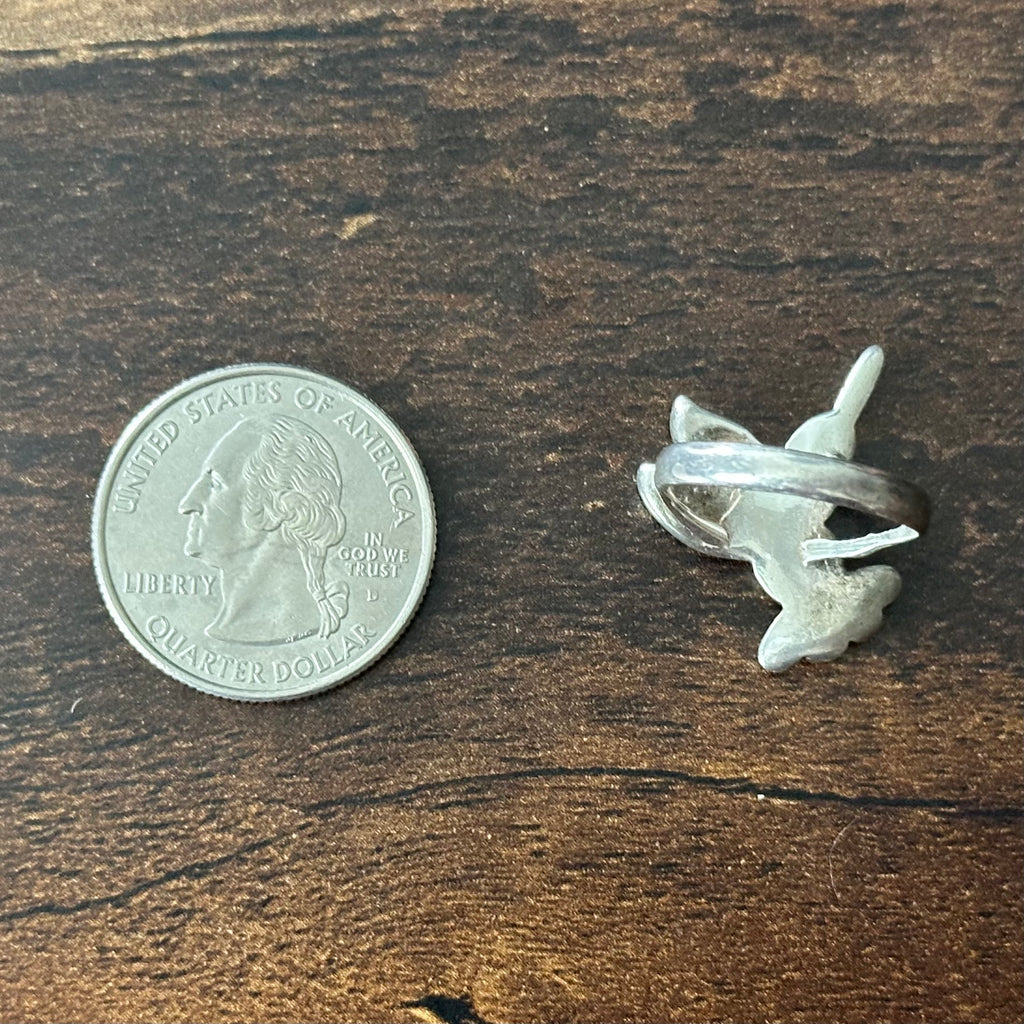 Turquoise Red Coral Abalone Jet Sterling Hummingbird Inlay Ring