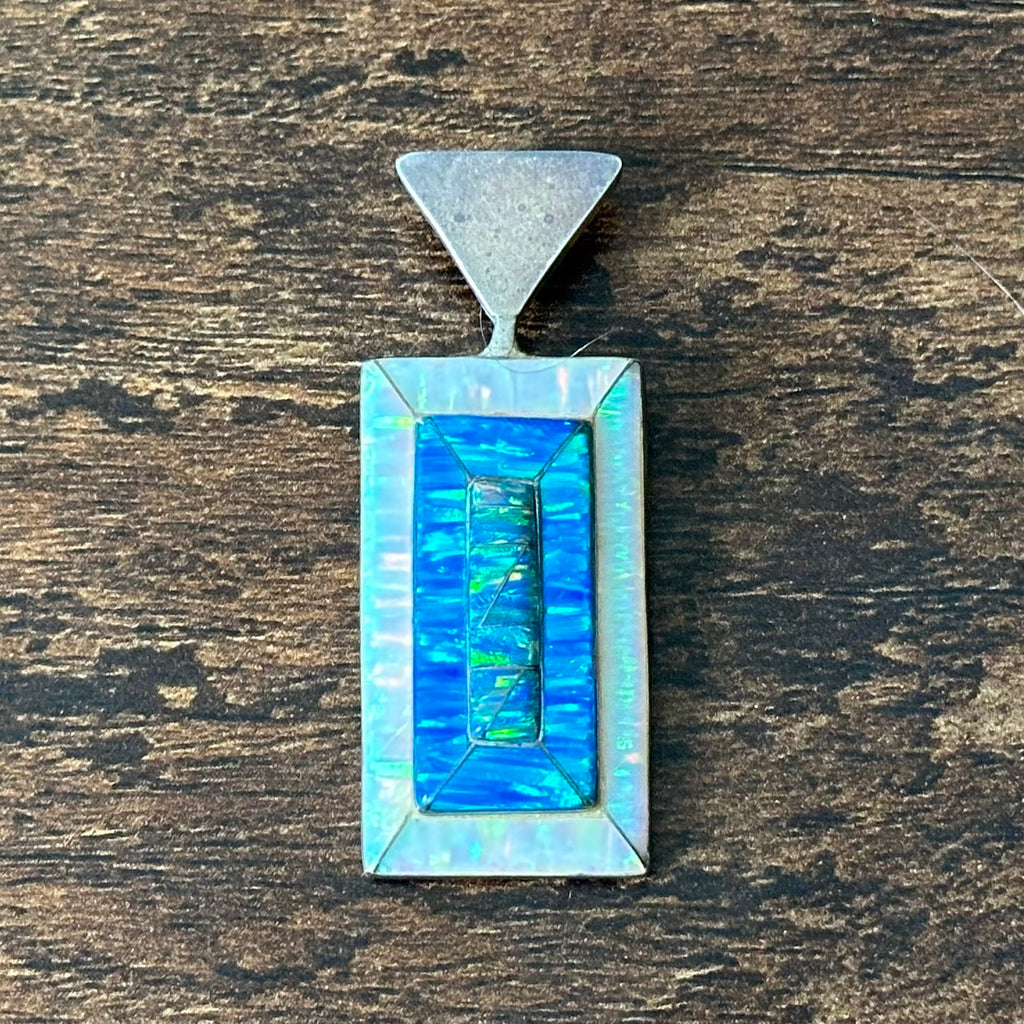 RL Signed Opal Sterling Inlay Pendant