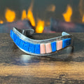 Navajo Raymond Delgarito Lapis Pink Conch Sterling Inlay Cuff