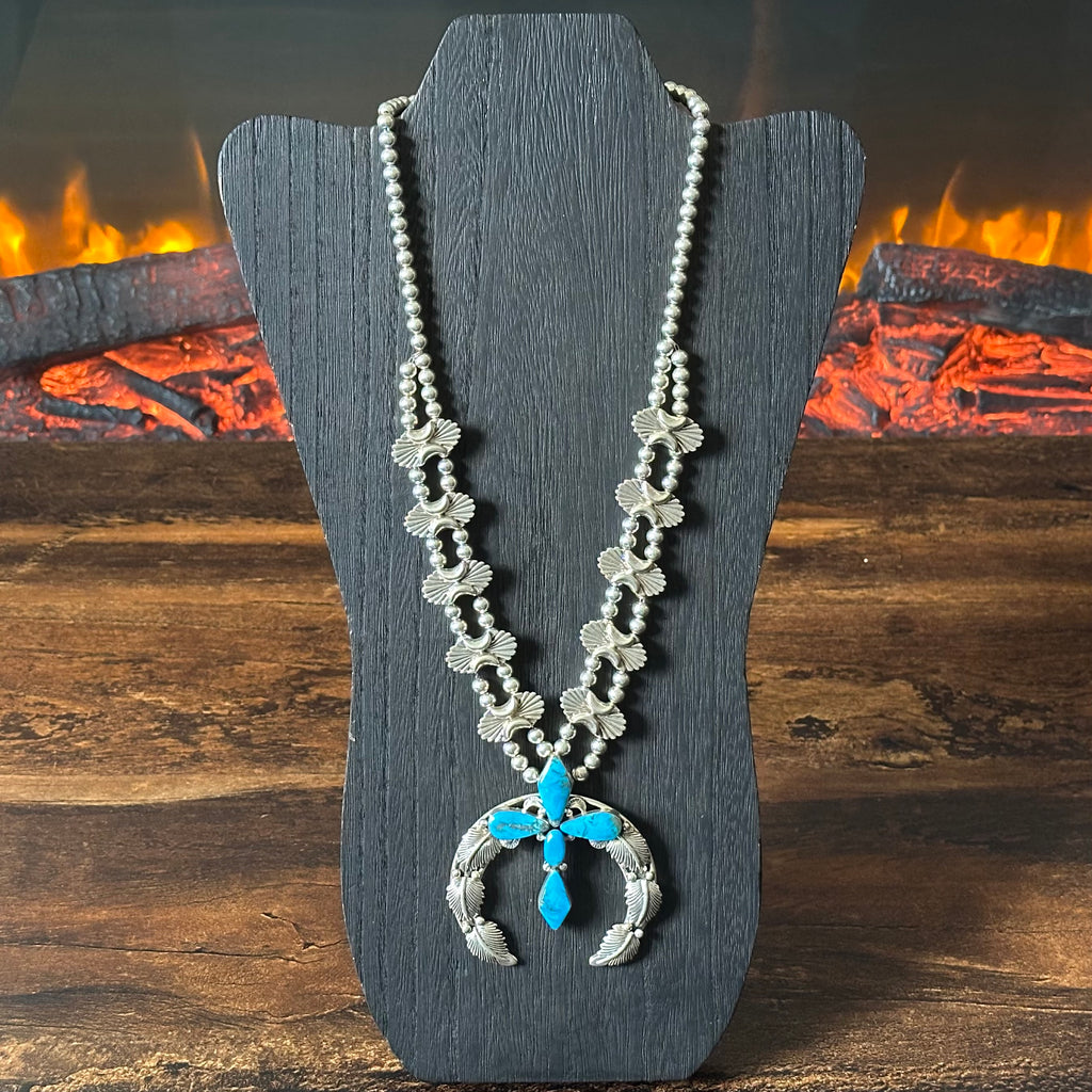 Running Bear Trading 5 Stone Sterling Cross Leaf Raindrop Naja Necklace