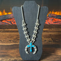 Running Bear Trading 5 Stone Sterling Cross Leaf Raindrop Naja Necklace