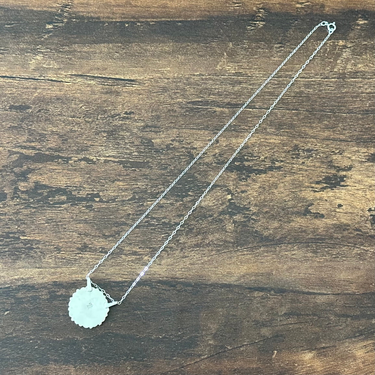 Navajo Jimmy Garcia Kingman Turquoise 13 Stone Sterling Petite Point Cluster Pendant Necklace