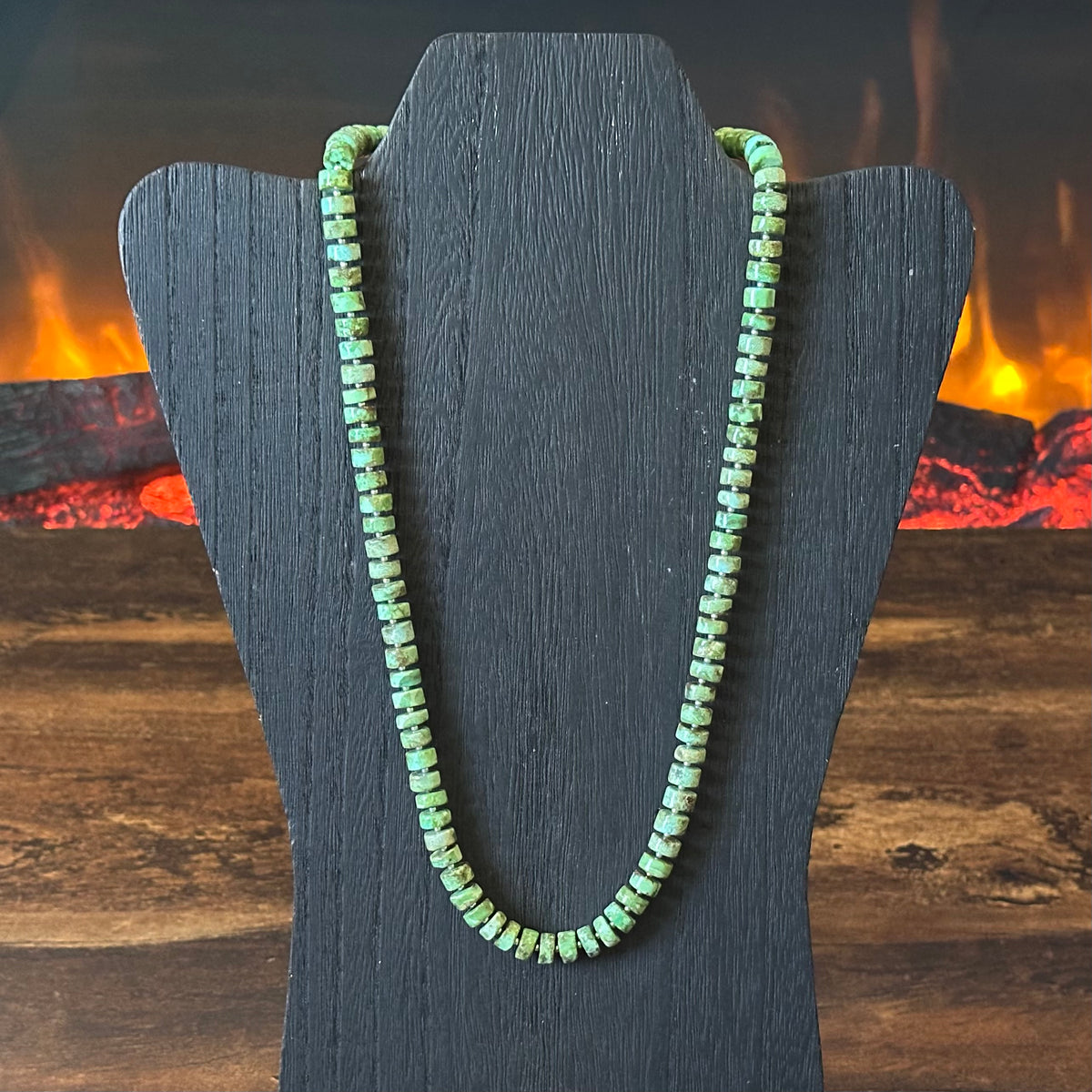 Sonoran Gold Turquoise Sterling Heishi-Style Beaded Necklace