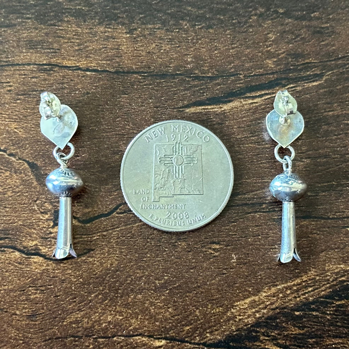 Sterling Hand Stamped Blossom Dangle Earrings