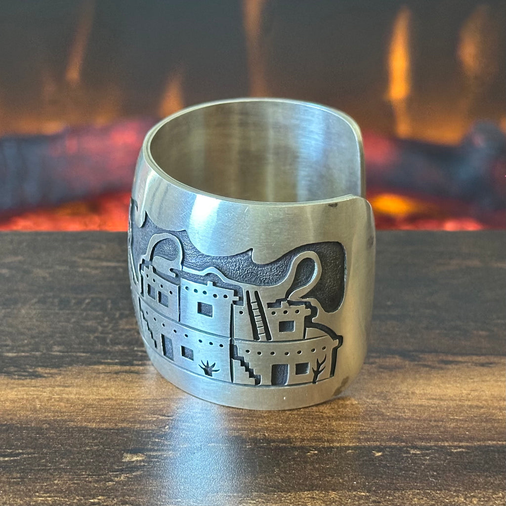 Pictogram Signed Sterling Overlay Storyteller Statement Cuff