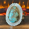 San Felipe Jacob Troncosa Turquoise Sterling Hand Stamped Statement Cuff