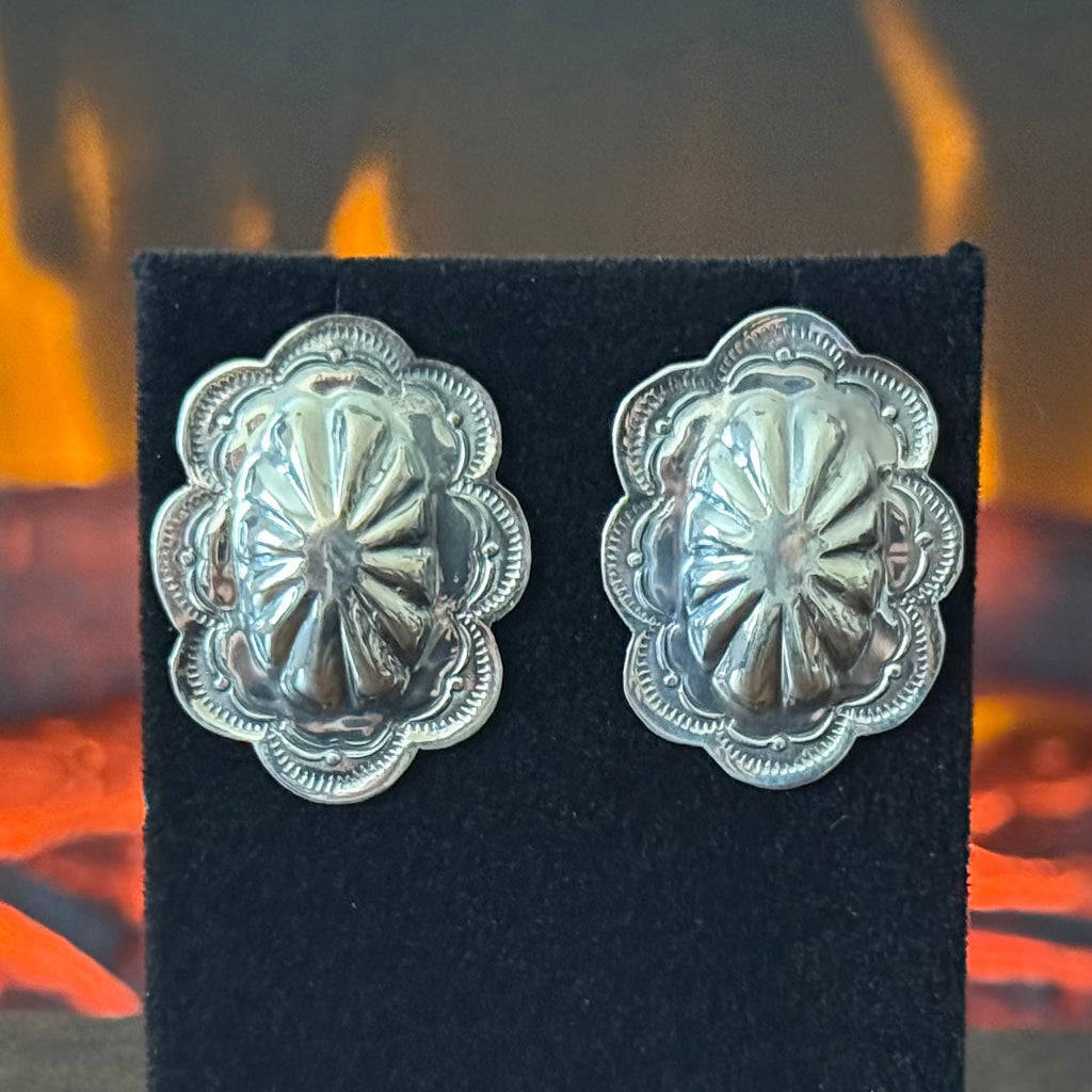 Navajo Raymond Benally Sterling Concho Post Earrings
