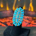 Navajo Zeta Begay Turquoise 19 Stone Sterling Petite Point Cluster Statement Ring