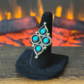 Vintage Turquoise 4 Stone Sterling Snake Eye Shadowbox Statement Ring