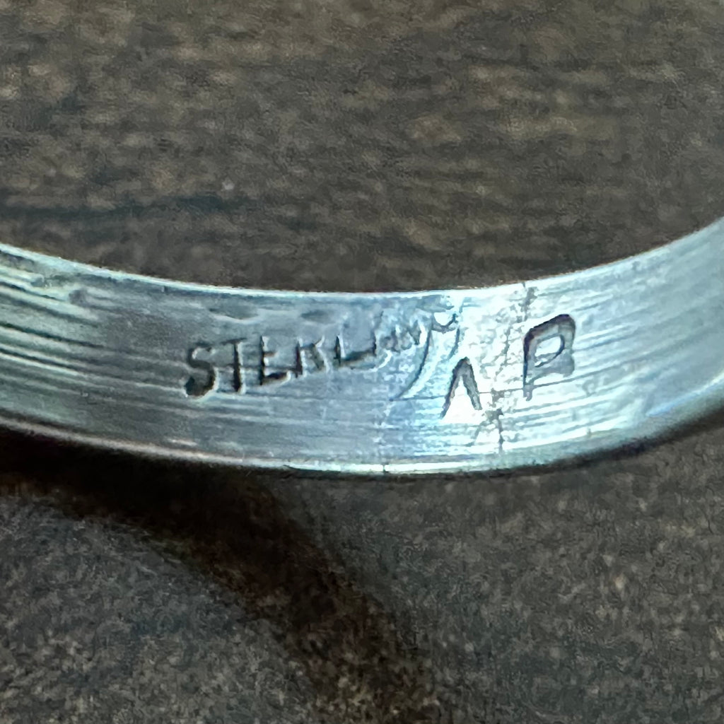 AB Signed Onyx Sterling Shadowbox Ring