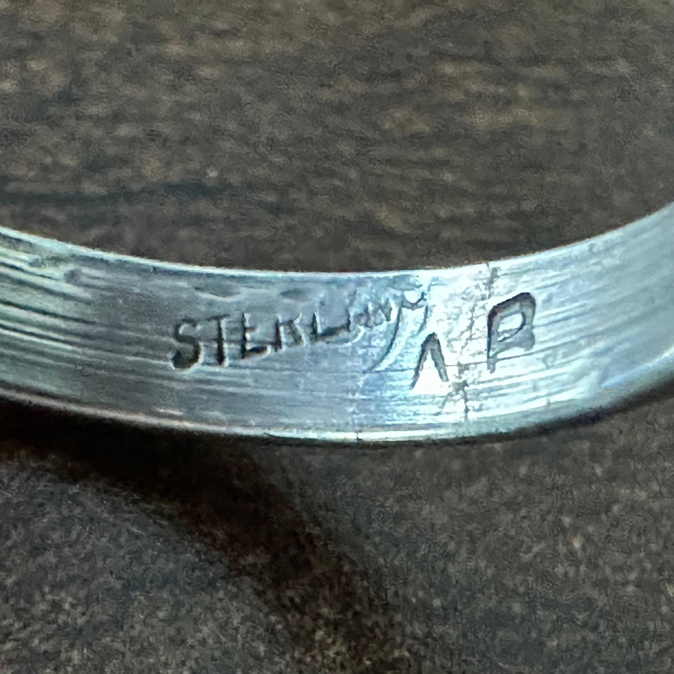 AB Signed Onyx Sterling Shadowbox Ring