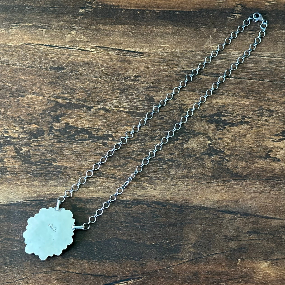 Navajo Anna Spencer Golden Hills Turquoise 11 Stone Cluster Raindrop Pendant Necklace