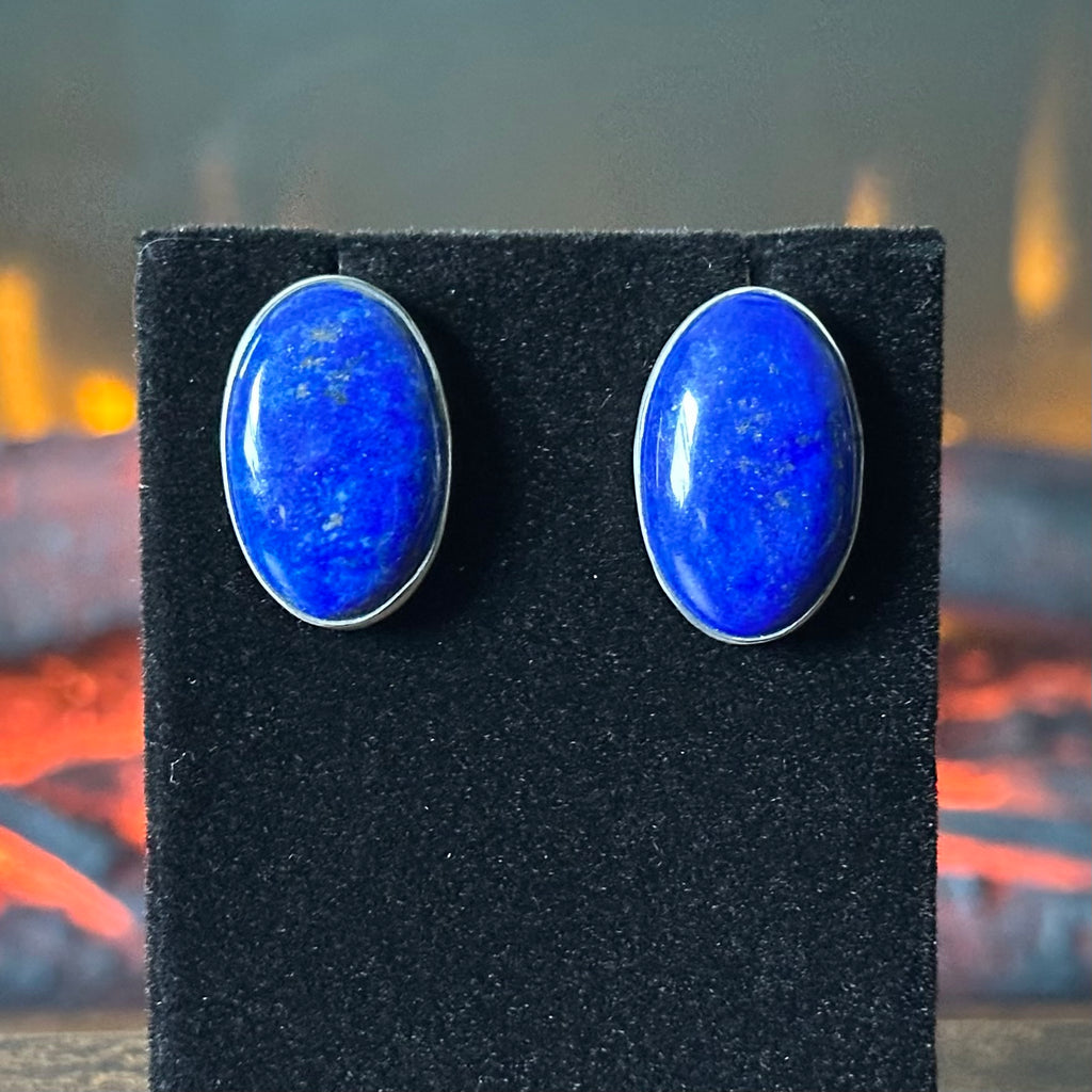 Navajo Ross Steven Lapis 10 Stone Sterling Teardrop Statement Necklace Earrings Set