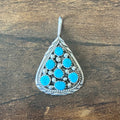 Navajo Irene Chiquito Turquoise 7 Stone Sterling Raindrop Cluster Pendant