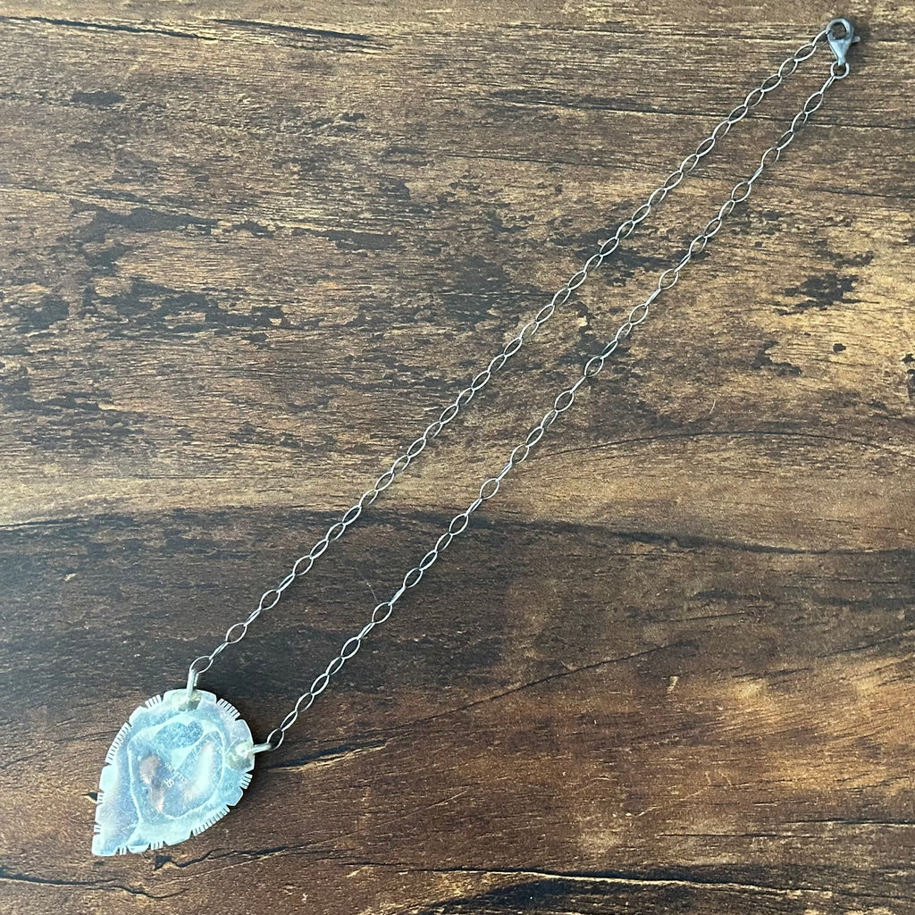 Navajo Steve Francisco Mine #8 Turquoise Sterling Cobblestone Inlay Pendant Necklace