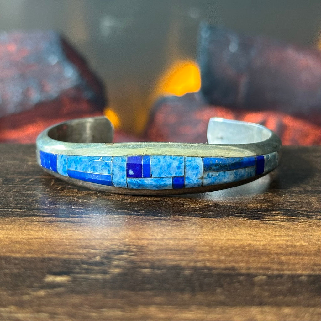 Isleta Pete Sanchez Lapis Sterling Inlay Cuff