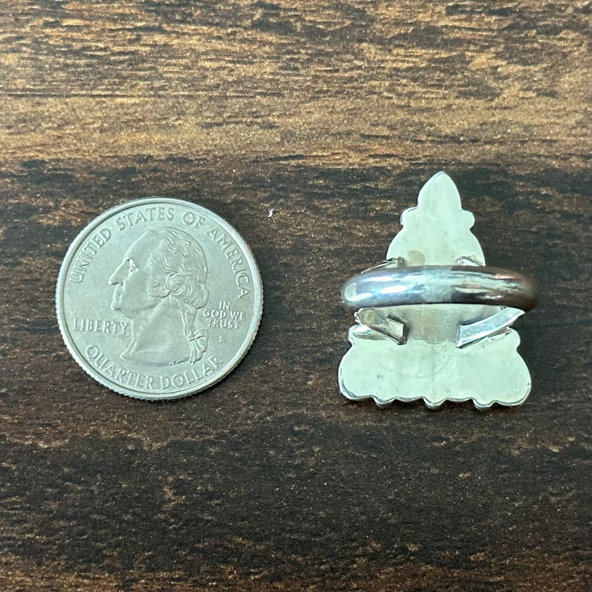 Navajo Loretta Delgarito Kingman Turquoise 10 Stone Sterling Petite Point Triangular Ring