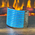 Zuni Anson & Leticia Wallace Blue Opal 80 Stone Sterling Inlay Statement Cuff