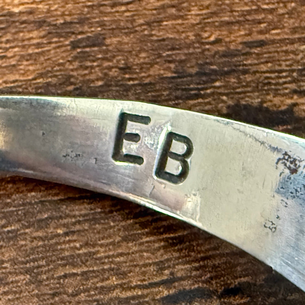 EB Signed Turquoise Lapis Sterling Abstract Inlay Cuff