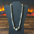 Sterling Handmade Hand Stamped Cylinder Bead Pearl Necklace