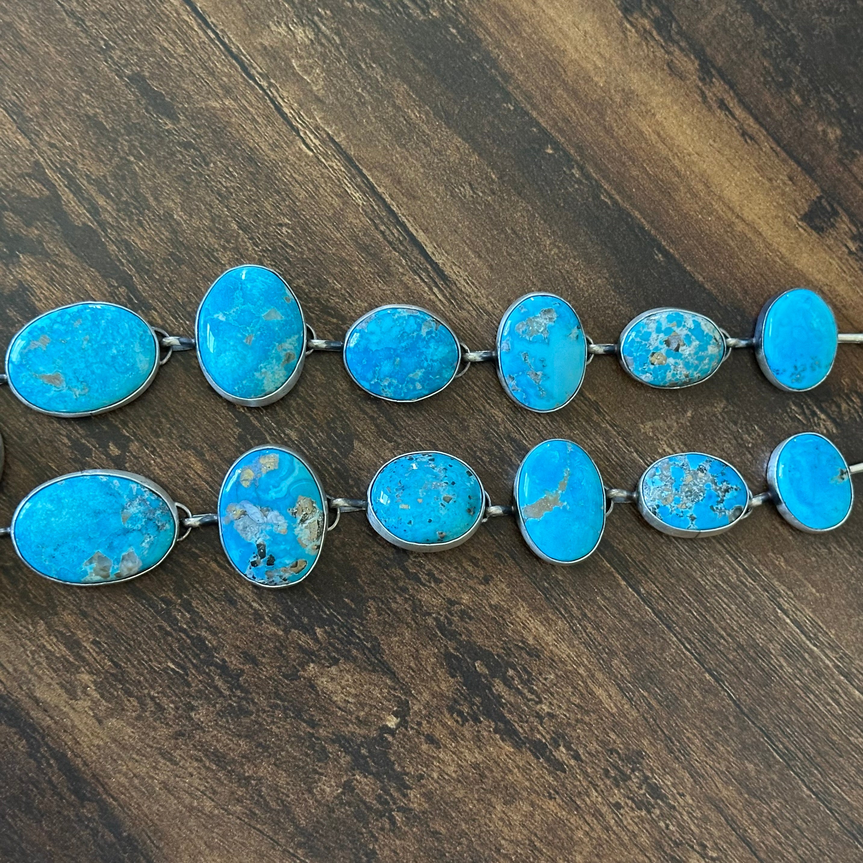 Navajo Hiram Largo Blue Ridge Turquoise 23 Stone Sterling Lariat Necklace Earrings Set
