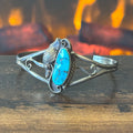 Navajo Delbert & J Clark Turquoise Sterling Twist Wire Raindrop Leaf Cuff
