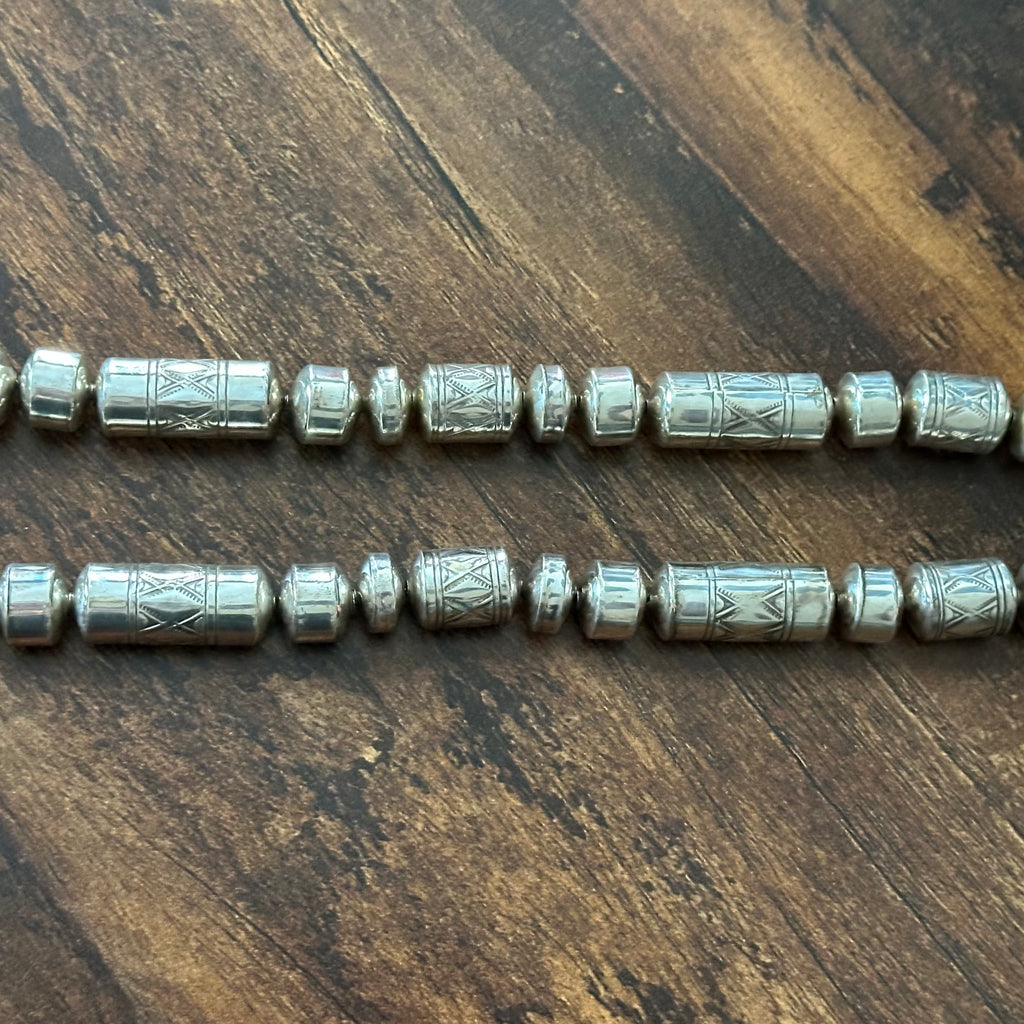 Sterling Handmade Stamped Cylinder Bead Necklace