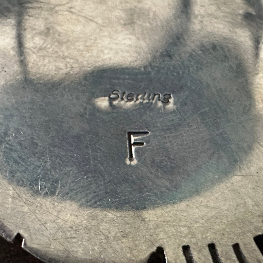 F Signed Denim Lapis Sterling Shadowbox Twist Wire Bezel Statement Pendant