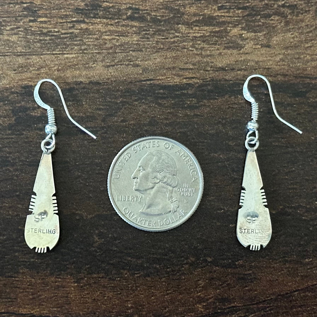 Navajo Steve Francisco Opal Sterling Teardrop Inlay Dangle Earrings