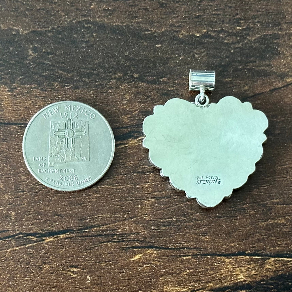 Navajo Martin Perry Turquoise 13 Stone Sterling Raindrop Heart Cluster Pendant
