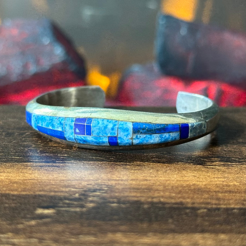 Isleta Pete Sanchez Lapis Sterling Inlay Cuff