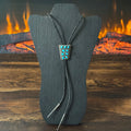 Navajo Dorothy Secatero Turquoise Sterling 9 Stone Cluster Hand Stamped Bolo Tie
