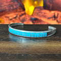 GT Signed Turquoise Sterling Inlay Stacker Cuff
