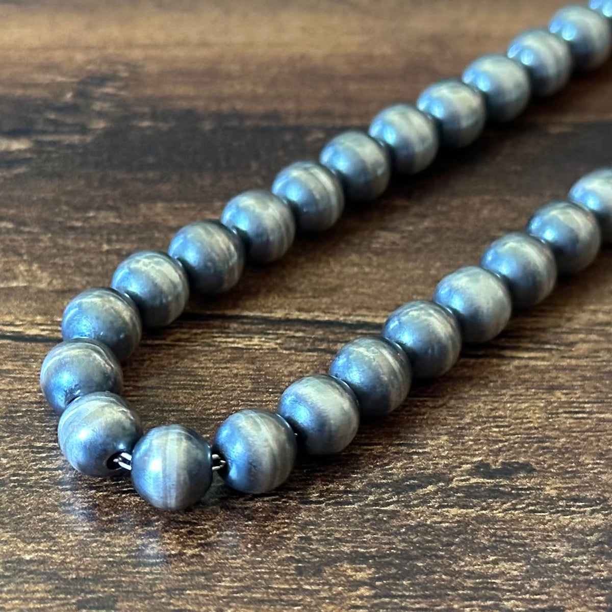 Navajo Dorinda Mariano Handmade Oxidized Sterling Pearl Necklace