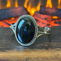 Navajo Pat Yazzie Onyx Sterling Twist Wire Bezel Statement Cuff