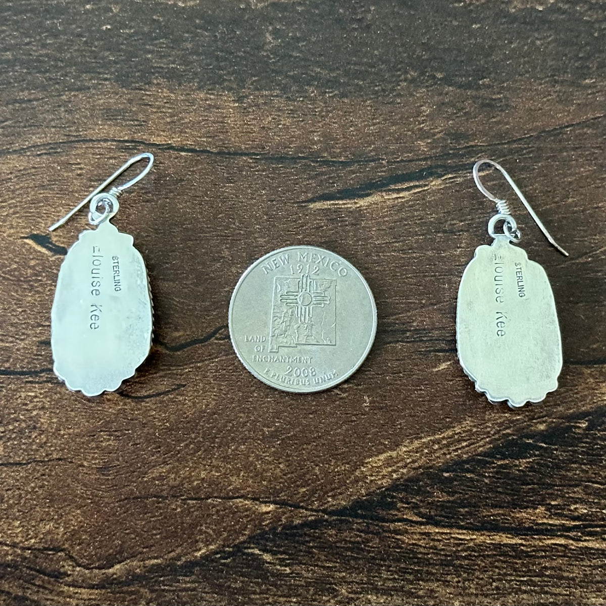 Navajo Elouise Kee Kingman Turquoise Sterling Twist Wire Raindrop Dangle Earrings