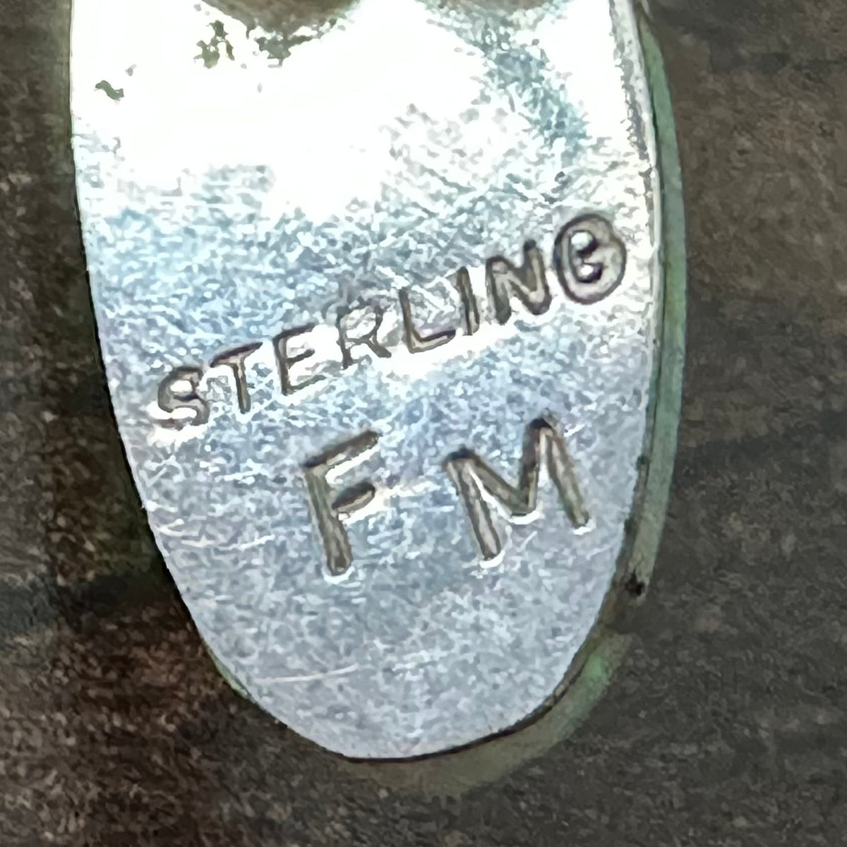 FM Signed Opal Sterling Twist Wire Inlay Stud Earrings