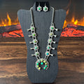 Navajo Danny Henio Sonoran Gold 20 Stone Hand Stamped Squash Blossom Earrings Set
