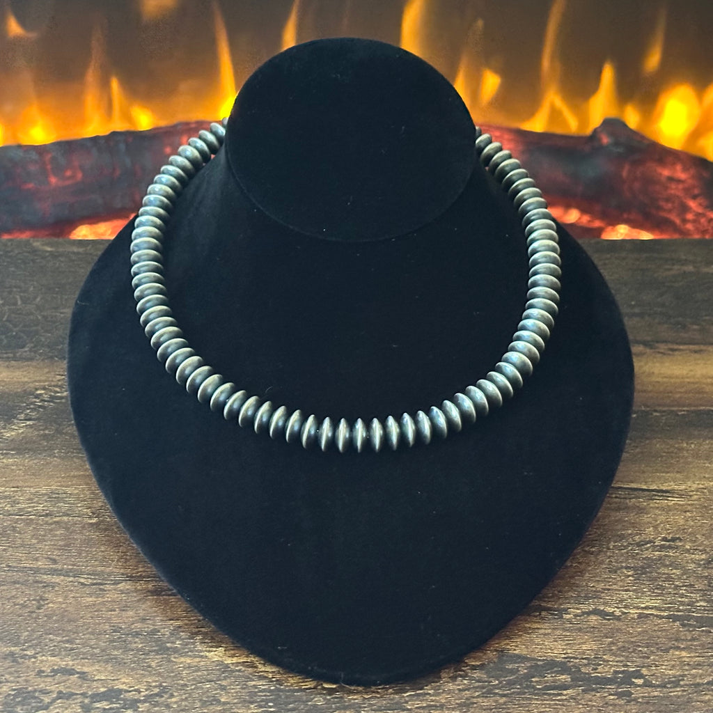 Navajo Bryannen Halwood Handmade Sterling Oxidized Saucer Beads