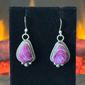 Navajo Chassity Belone Purple Spiny Oyster Sterling Twist Wire Dangle Earrings