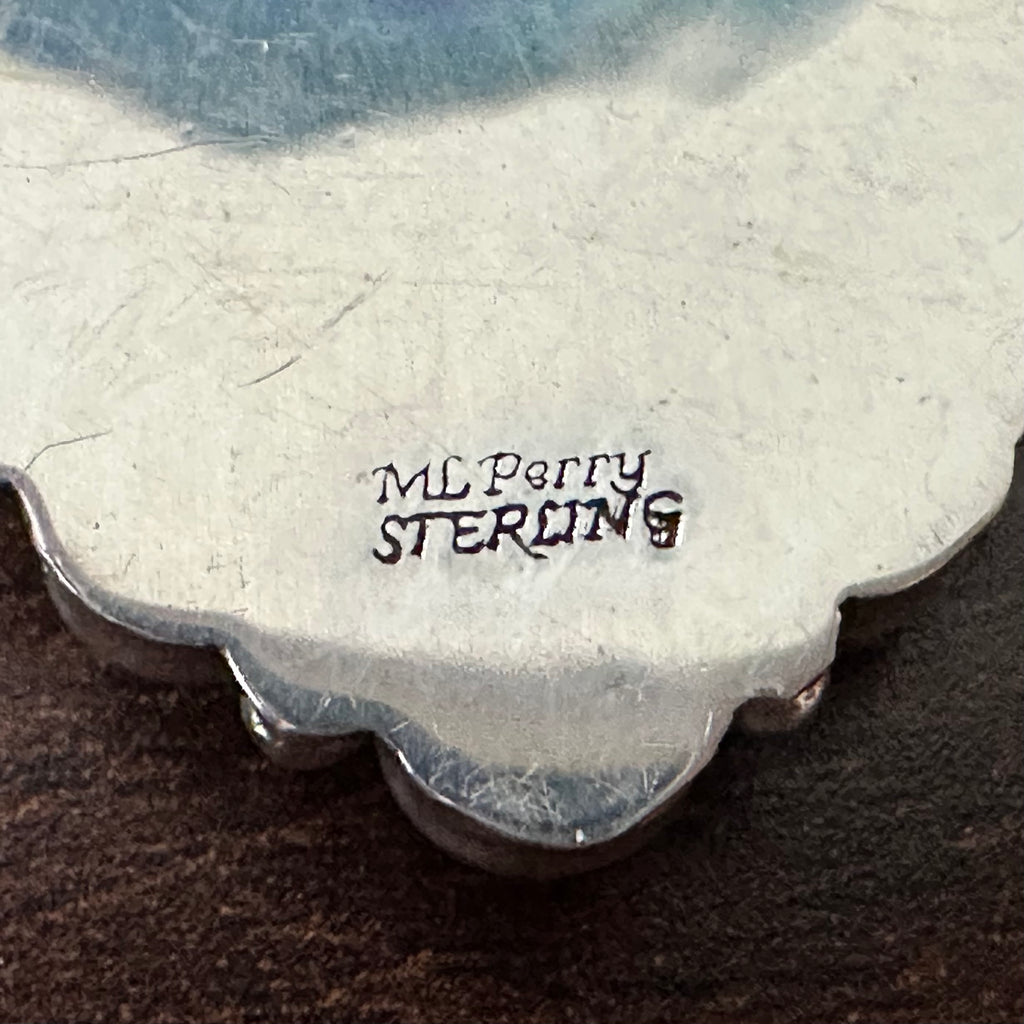 Navajo Martin Perry Turquoise 13 Stone Sterling Raindrop Heart Cluster Pendant