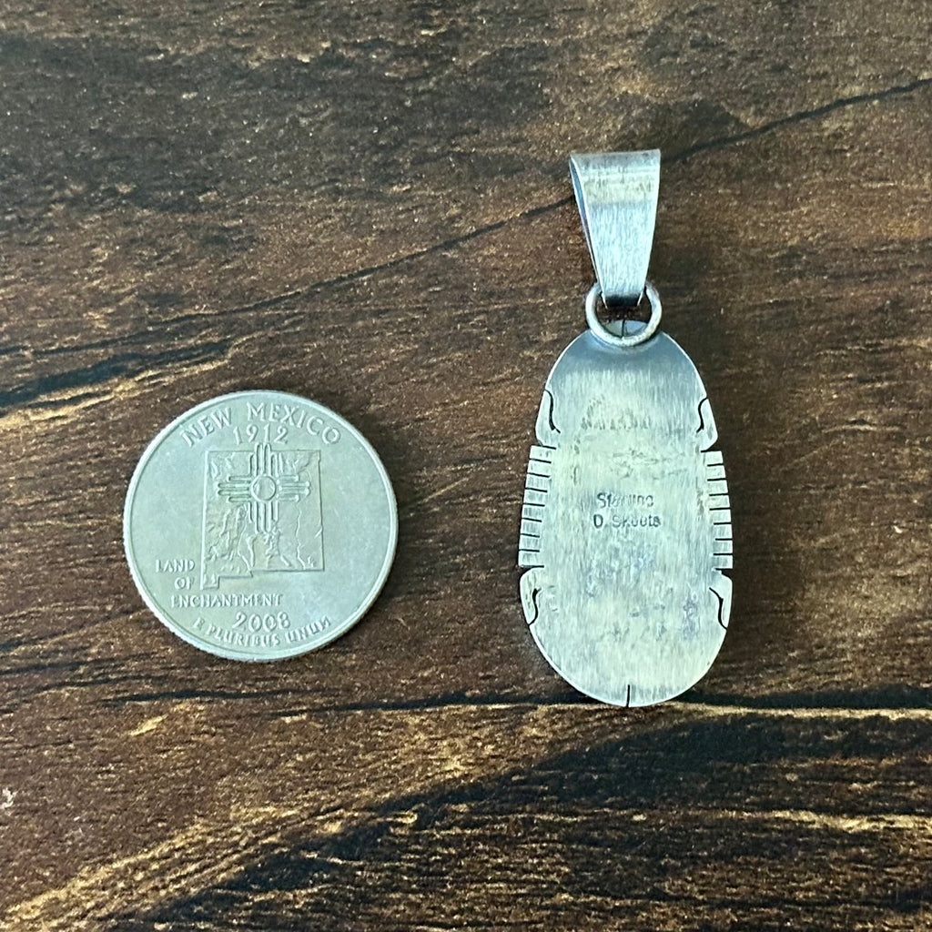 Navajo Donovan Skeets White Buffalo Sterling Twist Wire Bezel Oval Pendant