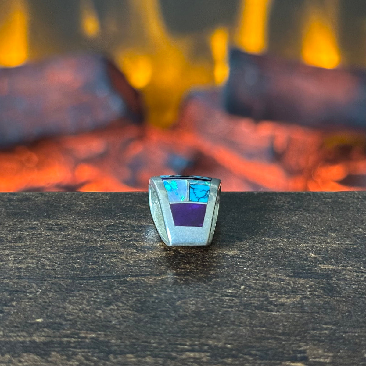 CSS Signed Turquoise Opal Sugilite Inlay Pendant