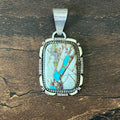 Silver Ray Royston Ribbon Turquoise Sterling Twist Wire Bezel Rectangular Pendant