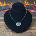 Navajo Hiram Largo White Buffalo Sterling Twist Wire Bezel Oval Pendant Necklace
