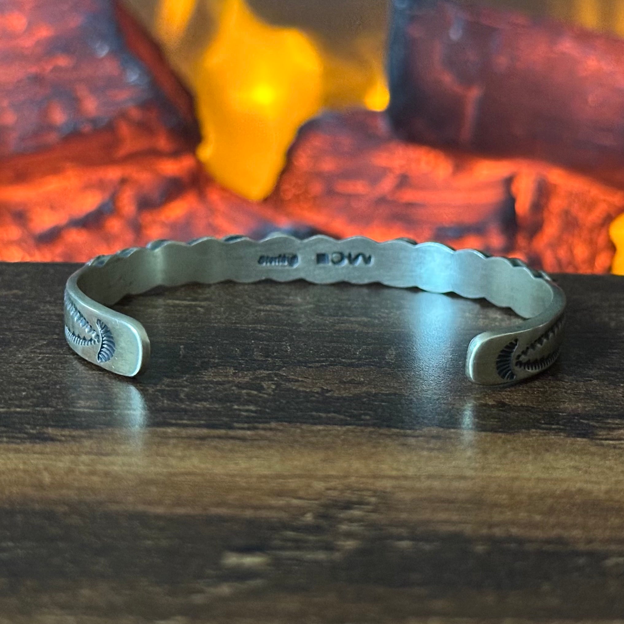 Navajo Mary Cayatineto Sterling Concho Hand Stamped Stacker Cuff