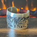 Pictogram Signed Sterling Overlay Storyteller Statement Cuff