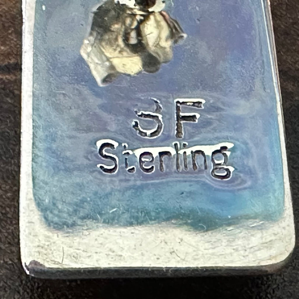 Navajo Steve Francisco Lapis Gaspeite Opal Sterling Geometric Inlay Stud Earrings