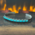 Zuni Ernest & Vivnita Bewanika Turquoise 10 Stone Sterling Hand Stamped Stacker Cuff